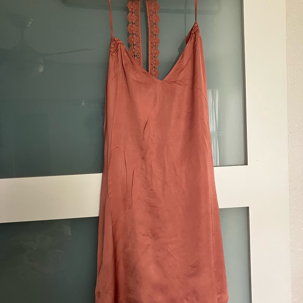 BHLDN Coral Satin Slip